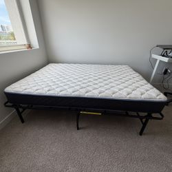 Full size mattress and queen size bed frame 