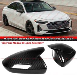 25-26 Audi A5 S5 A6 S6 Carbon Fiber Mirror Caps W/ Lane Assist