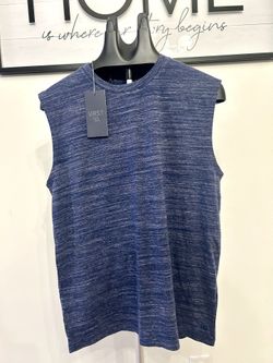 NWT VRST Men's Medium Essential Muscle Tank HTR Darker Ardosia SL T Marble Blue