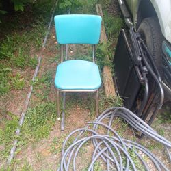 Steel Chair With Blue Interior Cushion