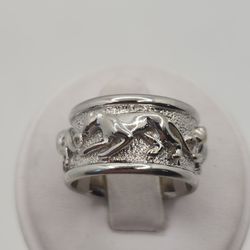 18k White Gold Designer Panther Ring 7.75