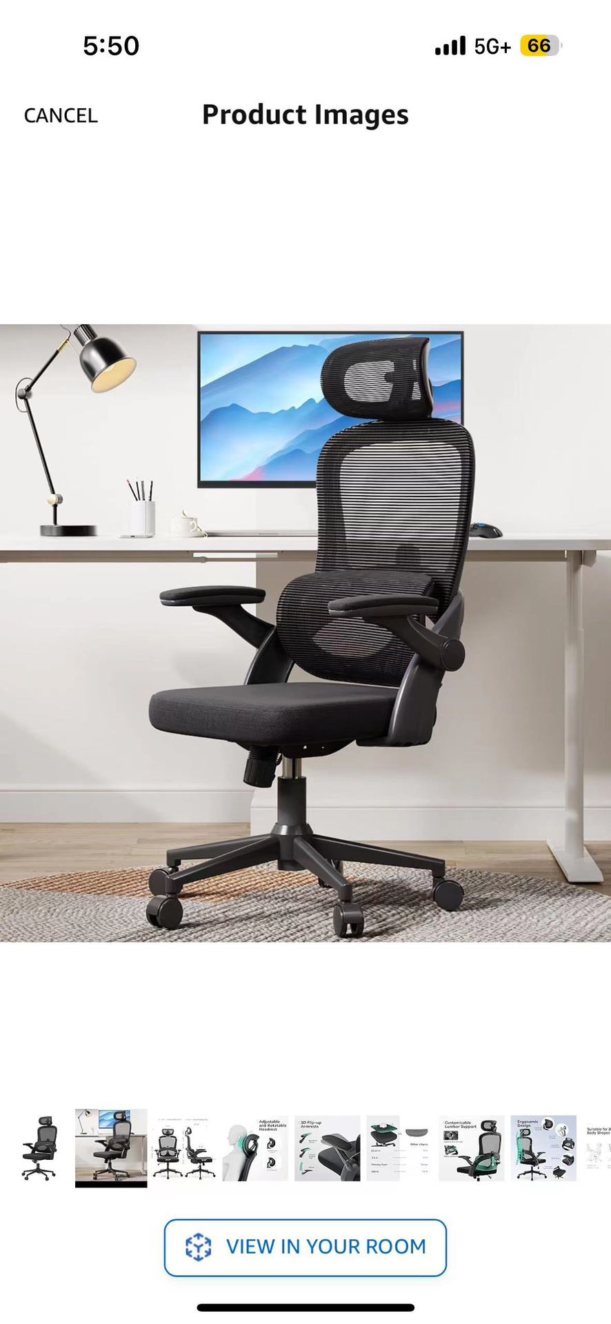 M102C Ergonomic Mesh Office Chair, High Back Desk Chair with 3D Armrests, Up&Down Lumbar Support, Swivel Computer Task Chair with Adjustable 2D Headre
