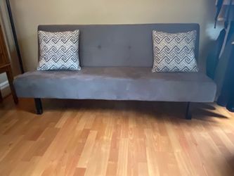 Gray Armless Futon Sofa with Tufted Back