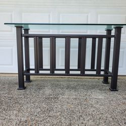 Mission Style Console / Sofa Table Iron and Glass 