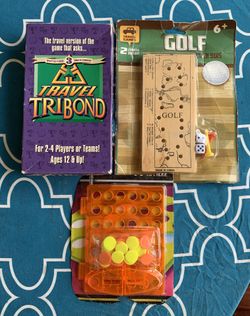 3 brand new travel board games: TriBond, Connect 4, Wooden Golf