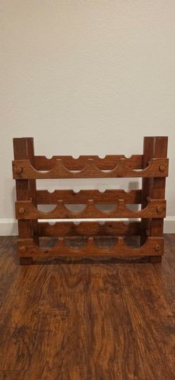 Vintage MCM 12-Bottle Wooden Wine Rack