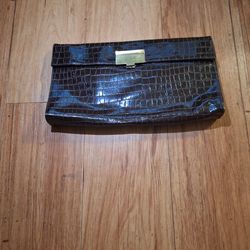 Black faux-crocodile clutch bag