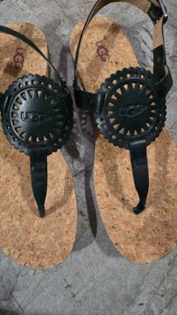 UGG Sandals, Black leather