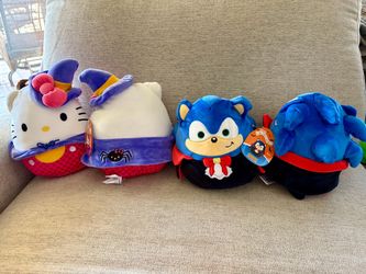 Plush Squishmallows Halloween 8”: ADORABLE Hello Kitty witch OR Sonic the Hedgehog vampire. New with original tags