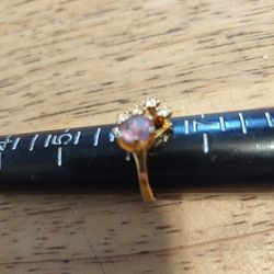 Vintage Ring Pinkish Stone With White stones on Side Size6