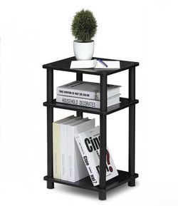 Black 3 Tier Turn N Tube Side End Table Storage Shelf