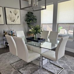 ALL WHITE / Silver GLASS dining Table 😍😍