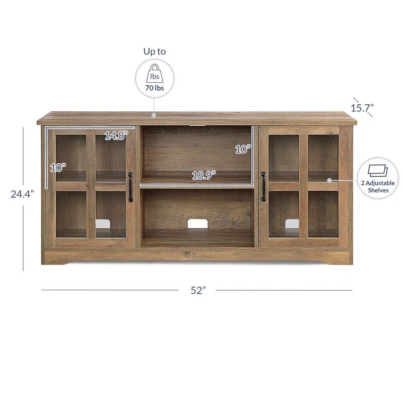 Rustic oak Entertainment Storage Credenza