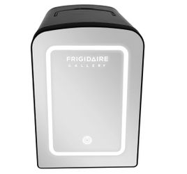 Bridgaire Gallery 6.5L 9 Can Lighted Beauty Mirror Mini Fridge, Personal Cooler in Black