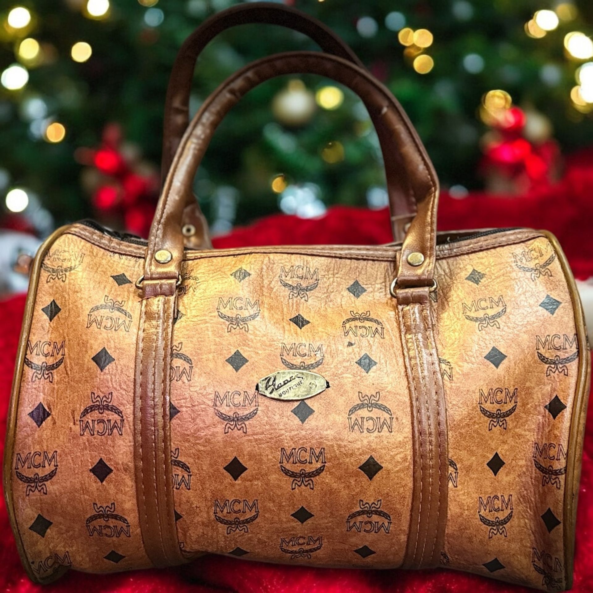 MCM Boston Shoulder Bag Leather Visetos Pattern
