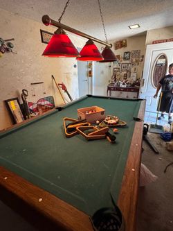 Pool Table with Balls and Accessories