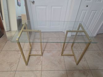 Glass Top Console Table with Gold Metal Base