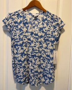 Brand New Liz Claiborne Floral Button-Down Short Sleeve Top blouse NWT - retail $37