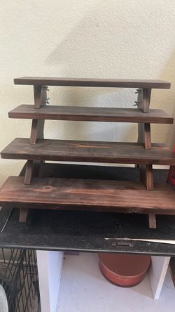 3-Tier Rustic Wood Display Riser Stand