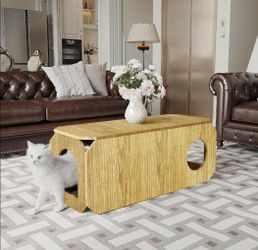 Coffee Table with Cat House,Cat Friendly Rustic Center Table with 3 Entrances, NEW
D5'19T
Brand NEW in box