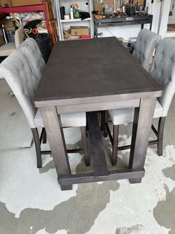Deep Brown Counter Height Table with 4 Chairs