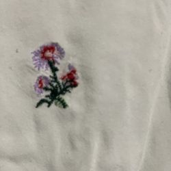 H&M L.O.G.G. Medium White Long Sleeve Button-Down Shirt Pink Green Floral Embroi