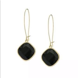 NEW Erica Nikol Black Crystal Drop Wire Earrings