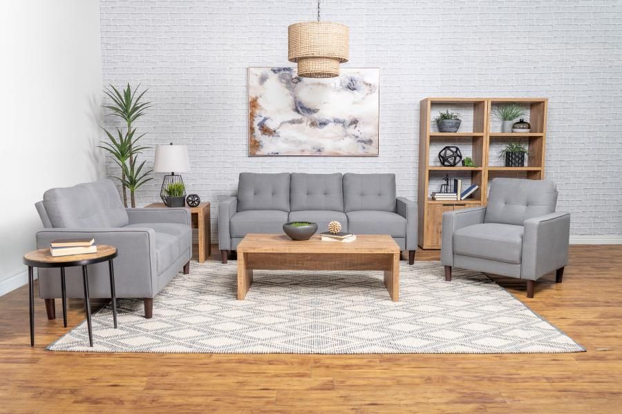 UPHOLSTERED SOFA SET GREY 3PC