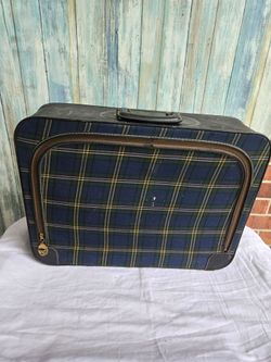 VINTAGE Leeds Tartan Plaid Suitcase 60s 70s Fantastic Condition Minor flaws/scuffs