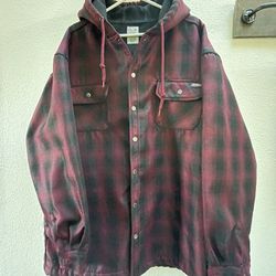 Men’s Sz 3X Dickies Hooded Red Blk Flannel Jacket