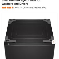 LG 27 in. Laundry Pedestal in Black Steel with Storage Drawer for Washers and Dryers