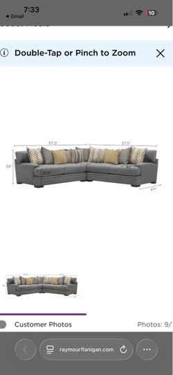 Gray Fabric L-Shaped Sectional Sofa