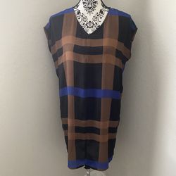 Old Navy Dress Size XS Semi Sheer Black Brown Plaid