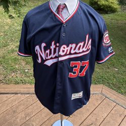Washington Nationals Stephen Strasberg Jersey #37 Navy 44-L Sewn Majestic
