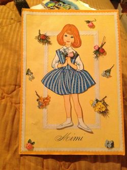 Vintage Mimi paper doll with pop up house