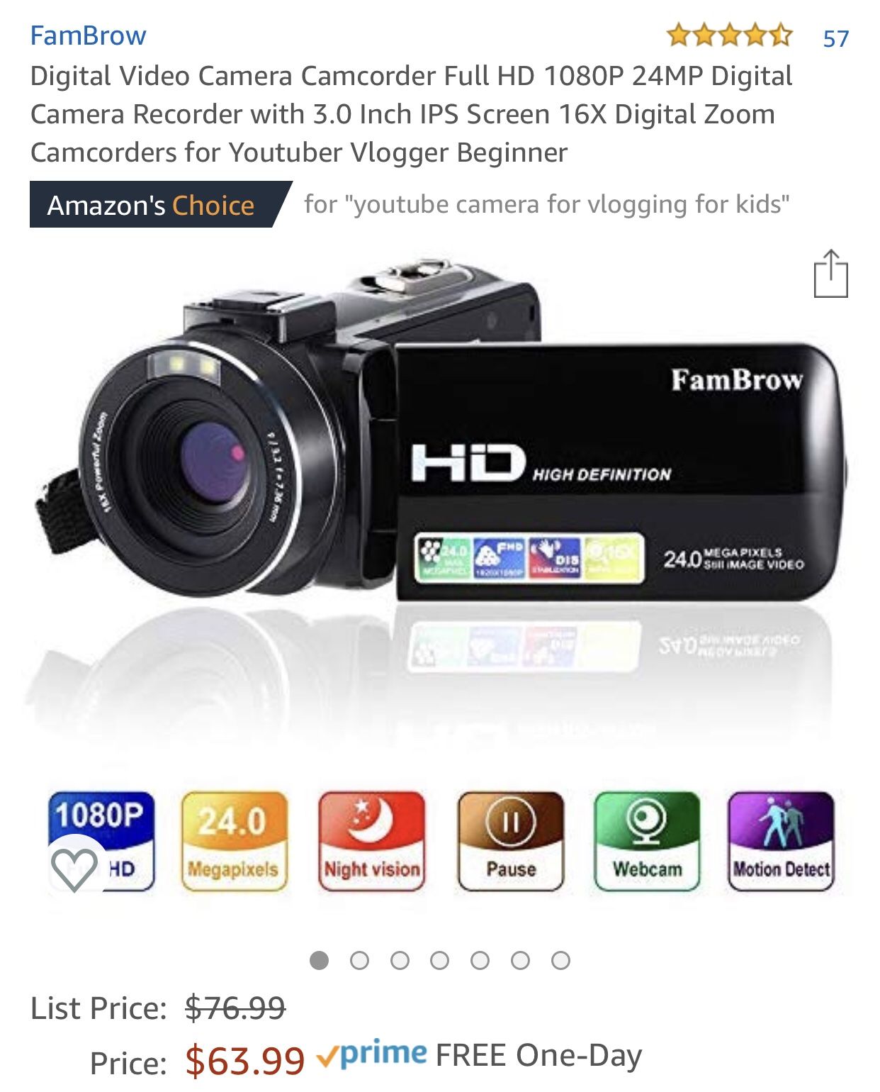 Digital Video Camera Camcorder Full HD 1080P 24MP Digital Camera Recorder with 3.0 Inch IPS Screen 16X Digital Zoom Camcorders for Youtuber Vlogger B
