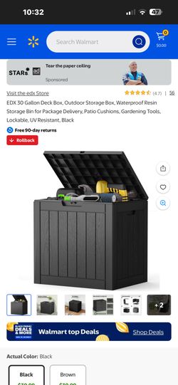 New 30 gallon black deck box