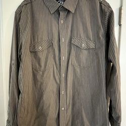 Drill Clothing Company Brown Striped Long Sleeve Shirt Men’s Sz Large