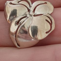 Vtg.sterling Silver Designer "Touch" Flower Pendant