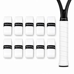 TopSwings 10 Pk Tennis Overgrips Tape Anti-Slip Tacky Grip for Pickleball Padel White