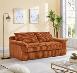 74" W Loveseat Sofa, Upholstered Oversized Corduroy Couch with Wide Armrests & Thicked Cushions, 2-Seater Modern Comfy Sofa, Fluffy Cloud Co