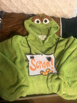 Adult Oscar the Grouch Costume Onesie | Sesame Street Jumpsuit with Hood |