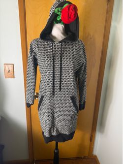 Michael Kors logo cotton terry hoodie dress in black and white XS on tag but will to small frame  In very good condition Smoke free home