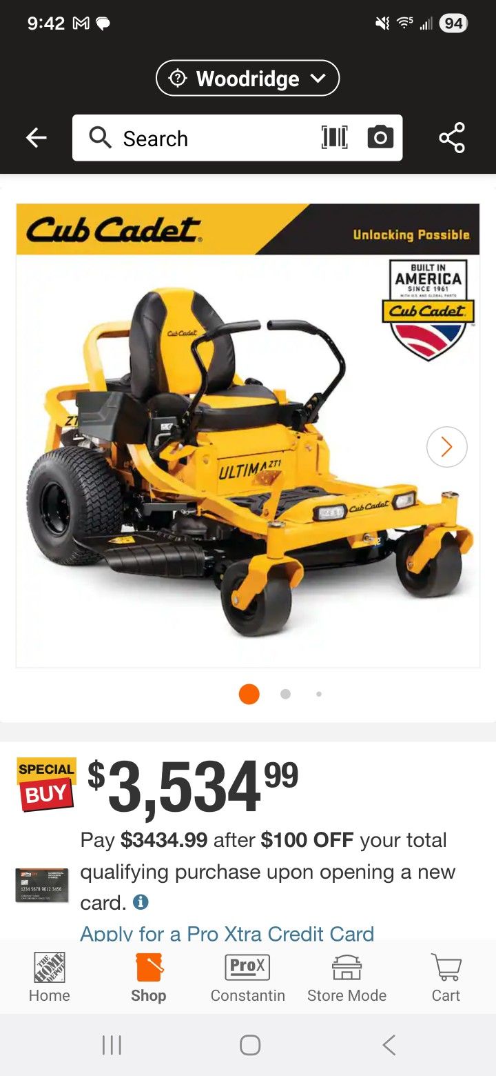 Brand New Cub Cadet ZT1 42" With Kawasaki 21.5hp Engine