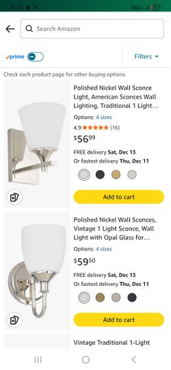 Polished Nickel Wall Sconce Light, American Sconces Wall Lighting, Traditional 1 Light Bathroom Vanity Lighting with Opal Glass Shade, Wall Light for 