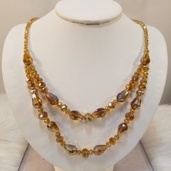Amber Crystal Necklace And Earring Set