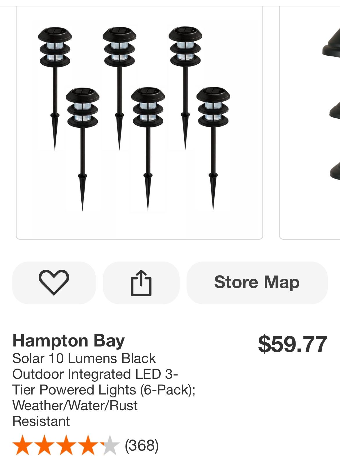 Solar 10 Lumens Black Outdoor Integrated LED 3-Tier Powered Lights (6-Pack)