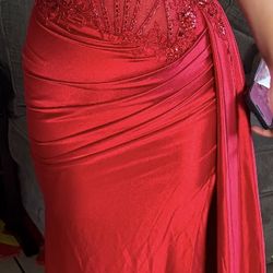 Red Elegant Satin Mermaid Prom Dress