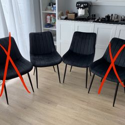 Upholstered Velvet Dining Chair Set of 2. Black