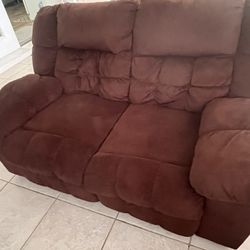 Brown Cloth Love Seat